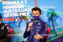 Alexander Albon (THA) Williams Racing in the FIA Press Conference. 08.04.2022. Formula 1 World Championship, Rd 3, Australian Grand Prix, Albert Park, Melbourne, Australia, Practice Day.