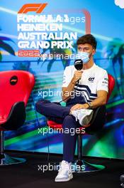 Pierre Gasly (FRA) AlphaTauri in the FIA Press Conference. 08.04.2022. Formula 1 World Championship, Rd 3, Australian Grand Prix, Albert Park, Melbourne, Australia, Practice Day.