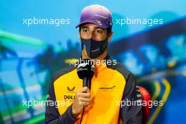 Daniel Ricciardo (AUS) McLaren in the FIA Press Conference. 08.04.2022. Formula 1 World Championship, Rd 3, Australian Grand Prix, Albert Park, Melbourne, Australia, Practice Day.