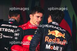 (L to R): race winner Charles Leclerc (MON) Ferrari with second placed Sergio Perez (MEX) Red Bull Racing in parc ferme. 10.04.2022. Formula 1 World Championship, Rd 3, Australian Grand Prix, Albert Park, Melbourne, Australia, Race Day.