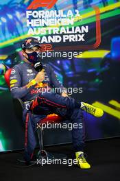 Sergio Perez (MEX) Red Bull Racing in the post qualifying FIA Press Conference. 09.04.2022. Formula 1 World Championship, Rd 3, Australian Grand Prix, Albert Park, Melbourne, Australia, Qualifying Day.