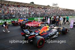 Pole for Charles Leclerc (MON) Ferrari, 2nd for Max Verstappen (NLD) Red Bull Racing RB18 and 3rd for Sergio Perez (MEX) Red Bull Racing. 09.04.2022. Formula 1 World Championship, Rd 3, Australian Grand Prix, Albert Park, Melbourne, Australia, Qualifying Day.
