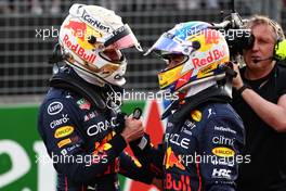 2nd for Max Verstappen (NLD) Red Bull Racing RB18 and 3rd for Sergio Perez (MEX) Red Bull Racing. 09.04.2022. Formula 1 World Championship, Rd 3, Australian Grand Prix, Albert Park, Melbourne, Australia, Qualifying Day.