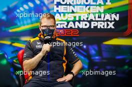 Andreas Seidl, McLaren Managing Director in the FIA Press Conference. 09.04.2022. Formula 1 World Championship, Rd 3, Australian Grand Prix, Albert Park, Melbourne, Australia, Qualifying Day.