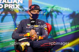 Max Verstappen (NLD) Red Bull Racing in the post qualifying FIA Press Conference. 09.04.2022. Formula 1 World Championship, Rd 3, Australian Grand Prix, Albert Park, Melbourne, Australia, Qualifying Day.