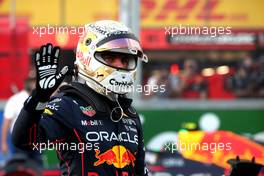 Max Verstappen (NLD) Red Bull Racing celebrates his third position in qualifying parc ferme. 09.04.2022. Formula 1 World Championship, Rd 3, Australian Grand Prix, Albert Park, Melbourne, Australia, Qualifying Day.