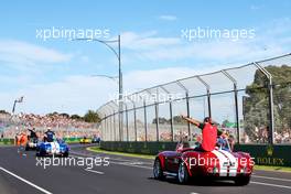 Carlos Sainz Jr (ESP) Ferrari on the drivers parade. 10.04.2022. Formula 1 World Championship, Rd 3, Australian Grand Prix, Albert Park, Melbourne, Australia, Race Day.