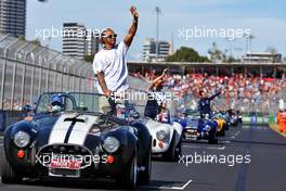 Lewis Hamilton (GBR) Mercedes AMG F1 on the drivers parade. 10.04.2022. Formula 1 World Championship, Rd 3, Australian Grand Prix, Albert Park, Melbourne, Australia, Race Day.