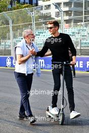 (L to R): Stefano Domenicali (ITA) Formula One President and CEO with George Russell (GBR) Mercedes AMG F1. 06.04.2022. Formula 1 World Championship, Rd 3, Australian Grand Prix, Albert Park, Melbourne, Australia, Preparation Day.