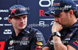 Max Verstappen (NLD) Red Bull Racing with Sergio Perez (MEX) Red Bull Racing. 07.04.2022. Formula 1 World Championship, Rd 3, Australian Grand Prix, Albert Park, Melbourne, Australia, Preparation Day.