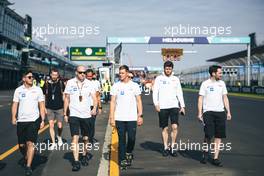 Mick Schumacher (GER) Haas F1 Team walks the circuit with the team. 06.04.2022. Formula 1 World Championship, Rd 3, Australian Grand Prix, Albert Park, Melbourne, Australia, Preparation Day.