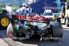 The damaged Mercedes AMG F1 W13 of George Russell (GBR) Mercedes AMG F1, who crashed out of qualifying. 08.07.2022. Formula 1 World Championship, Rd 11, Austrian Grand Prix, Spielberg, Austria, Qualifying Day.