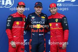 Pole for Max Verstappen (NLD) Red Bull Racing RB18, 2nd for Charles Leclerc (MON) Ferrari F1-75 and 3rd for Carlos Sainz Jr (ESP) Ferrari. 08.07.2022. Formula 1 World Championship, Rd 11, Austrian Grand Prix, Spielberg, Austria, Qualifying Day.