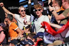 Circuit atmosphere - Max Verstappen (NLD) Red Bull Racing fans in the grandstand. 08.07.2022. Formula 1 World Championship, Rd 11, Austrian Grand Prix, Spielberg, Austria, Qualifying Day.