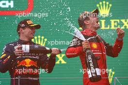 2nd place Max Verstappen (NLD) Red Bull Racing with 1st place Charles Leclerc (MON) Ferrari F1-75. 10.07.2022. Formula 1 World Championship, Rd 11, Austrian Grand Prix, Spielberg, Austria, Race Day.
