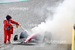 Carlos Sainz Jr (ESP) retired from the race with his Ferrari F1-75 on fire. 10.07.2022. Formula 1 World Championship, Rd 11, Austrian Grand Prix, Spielberg, Austria, Race Day.