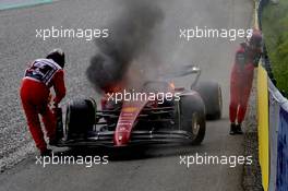 Carlos Sainz Jr (ESP) Ferrari F1-75 retired from the race with his car on fire. 10.07.2022. Formula 1 World Championship, Rd 11, Austrian Grand Prix, Spielberg, Austria, Race Day.
