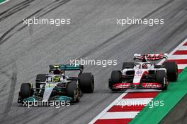 Lewis Hamilton (GBR) Mercedes AMG F1 W13 and Kevin Magnussen (DEN) Haas VF-22. 10.07.2022. Formula 1 World Championship, Rd 11, Austrian Grand Prix, Spielberg, Austria, Race Day.