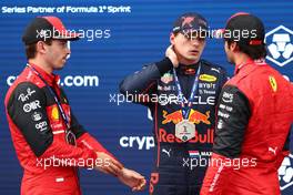 Charles Leclerc (MON) Ferrari F1-75 p with 1st for Max Verstappen (NLD) Red Bull Racing and Carlos Sainz Jr (ESP) Ferrari. 09.07.2022. Formula 1 World Championship, Rd 11, Austrian Grand Prix, Spielberg, Austria, Sprint Day.