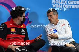 (L to R): Mattia Binotto (ITA) Ferrari Team Principal and Guenther Steiner (ITA) Haas F1 Team Prinicipal in the FIA Press Conference. 09.07.2022. Formula 1 World Championship, Rd 11, Austrian Grand Prix, Spielberg, Austria, Sprint Day.