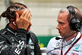 (L to R): Lewis Hamilton (GBR) Mercedes AMG F1 on the grid with Marcus Dudley (GBR) Mercedes AMG F1 Performance Engineer. 09.07.2022. Formula 1 World Championship, Rd 11, Austrian Grand Prix, Spielberg, Austria, Sprint Day.