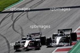 (L to R): Mick Schumacher (GER) Haas VF-22 and Lewis Hamilton (GBR) Mercedes AMG F1 W13 battle for position. 09.07.2022. Formula 1 World Championship, Rd 11, Austrian Grand Prix, Spielberg, Austria, Sprint Day.
