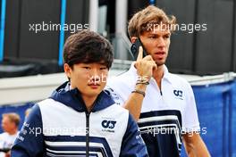 (L to R): Yuki Tsunoda (JPN) AlphaTauri and team mate Pierre Gasly (FRA) AlphaTauri. 07.07.2022. Formula 1 World Championship, Rd 11, Austrian Grand Prix, Spielberg, Austria, Preparation Day.