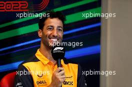 Daniel Ricciardo (AUS) McLaren in the FIA Press Conference. 10.06.2022. Formula 1 World Championship, Rd 8, Azerbaijan Grand Prix, Baku Street Circuit, Azerbaijan, Practice Day.