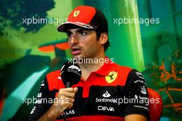 Carlos Sainz Jr (ESP) Ferrari in the FIA Press Conference. 10.06.2022. Formula 1 World Championship, Rd 8, Azerbaijan Grand Prix, Baku Street Circuit, Azerbaijan, Practice Day.