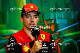 Charles Leclerc (MON) Ferrari in the FIA Press Conference. 10.06.2022. Formula 1 World Championship, Rd 8, Azerbaijan Grand Prix, Baku Street Circuit, Azerbaijan, Practice Day.
