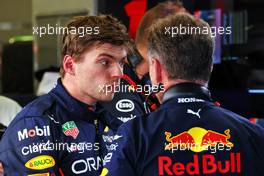 (L to R): Max Verstappen (NLD) Red Bull Racing with Christian Horner (GBR) Red Bull Racing Team Principal. 10.06.2022. Formula 1 World Championship, Rd 8, Azerbaijan Grand Prix, Baku Street Circuit, Azerbaijan, Practice Day.