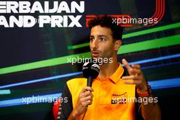 Daniel Ricciardo (AUS) McLaren in the FIA Press Conference. 10.06.2022. Formula 1 World Championship, Rd 8, Azerbaijan Grand Prix, Baku Street Circuit, Azerbaijan, Practice Day.