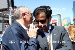 (L to R): Stefano Domenicali (ITA) Formula One President and CEO with Mohammed Bin Sulayem (UAE) FIA President. 12.06.2022. Formula 1 World Championship, Rd 8, Azerbaijan Grand Prix, Baku Street Circuit, Azerbaijan, Race Day.