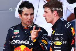 Sergio Perez (MEX) Red Bull Racing RB18 and Max Verstappen (NLD) Red Bull Racing RB18. 12.06.2022. Formula 1 World Championship, Rd 8, Azerbaijan Grand Prix, Baku Street Circuit, Azerbaijan, Race Day.
