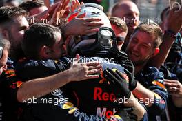 Race winner Max Verstappen (NLD) Red Bull Racing celebrates in parc ferme with the team. 12.06.2022. Formula 1 World Championship, Rd 8, Azerbaijan Grand Prix, Baku Street Circuit, Azerbaijan, Race Day.
