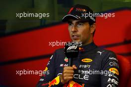 Sergio Perez (MEX) Red Bull Racing in the post race FIA Press Conference. 12.06.2022. Formula 1 World Championship, Rd 8, Azerbaijan Grand Prix, Baku Street Circuit, Azerbaijan, Race Day.