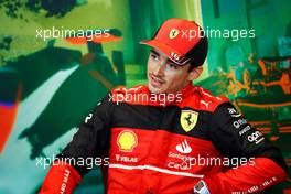 Charles Leclerc (MON) Ferrari in the post qualifying FIA Press Conference. 11.06.2022. Formula 1 World Championship, Rd 8, Azerbaijan Grand Prix, Baku Street Circuit, Azerbaijan, Qualifying Day.