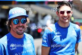 Fernando Alonso (ESP) Alpine F1 Team and team mate Esteban Ocon (FRA) Alpine F1 Team. 12.06.2022. Formula 1 World Championship, Rd 8, Azerbaijan Grand Prix, Baku Street Circuit, Azerbaijan, Race Day.
