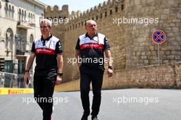 Frederic Vasseur (FRA) Alfa Romeo F1 Team Team Principal (Right).  09.06.2022. Formula 1 World Championship, Rd 8, Azerbaijan Grand Prix, Baku Street Circuit, Azerbaijan, Preparation Day.