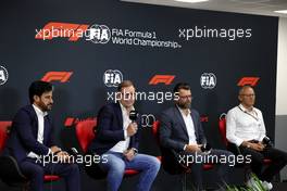 (L to R): Mohammed Bin Sulayem (UAE) FIA President; Markus Duesmann (GER) Audi Chief Executive Officer; Oliver Hoffmann (GER) Audi Member of the Board of Management for Technical Development; and Stefano Domenicali (ITA) Formula One President and CEO - at a press conference announcing that Audi has officially registered as an F1 engine manufacturer for the 2026 regulations. 26.08.2022. Formula 1 World Championship, Rd 14, Belgian Grand Prix, Spa Francorchamps, Belgium, Practice Day.