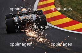 Daniel Ricciardo (AUS) McLaren MCL36 sends sparks flying. 26.08.2022. Formula 1 World Championship, Rd 14, Belgian Grand Prix, Spa Francorchamps, Belgium, Practice Day.