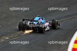 Fernando Alonso (ESP) Alpine F1 Team A522 sends sparks flying. 26.08.2022. Formula 1 World Championship, Rd 14, Belgian Grand Prix, Spa Francorchamps, Belgium, Practice Day.