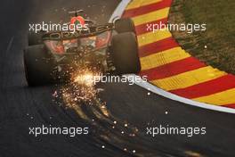 Max Verstappen (NLD) Red Bull Racing RB18 sends sparks flying. 26.08.2022. Formula 1 World Championship, Rd 14, Belgian Grand Prix, Spa Francorchamps, Belgium, Practice Day.