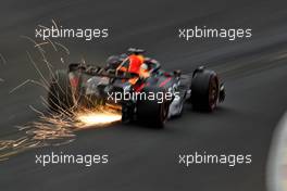 Max Verstappen (NLD) Red Bull Racing RB18 sends sparks flying. 26.08.2022. Formula 1 World Championship, Rd 14, Belgian Grand Prix, Spa Francorchamps, Belgium, Practice Day.