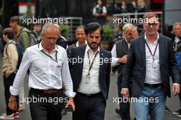 (L to R): Stefano Domenicali (ITA) Formula One President and CEO with Mohammed Bin Sulayem (UAE) FIA President and Markus Duesmann  (GER) Audi Chief Executive Officer. 26.08.2022. Formula 1 World Championship, Rd 14, Belgian Grand Prix, Spa Francorchamps, Belgium, Practice Day.