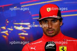 Carlos Sainz Jr (ESP) Ferrari in the post race FIA Press Conference. 28.08.2022. Formula 1 World Championship, Rd 14, Belgian Grand Prix, Spa Francorchamps, Belgium, Race Day.