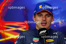 Max Verstappen (NLD) Red Bull Racing in the post race FIA Press Conference. 28.08.2022. Formula 1 World Championship, Rd 14, Belgian Grand Prix, Spa Francorchamps, Belgium, Race Day.