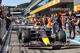 Race winner Max Verstappen (NLD) Red Bull Racing RB18 enters parc ferme. 28.08.2022. Formula 1 World Championship, Rd 14, Belgian Grand Prix, Spa Francorchamps, Belgium, Race Day.