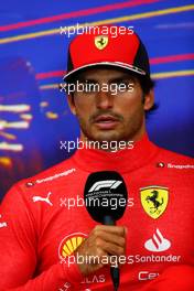 Carlos Sainz Jr (ESP) Ferrari in the post race FIA Press Conference. 28.08.2022. Formula 1 World Championship, Rd 14, Belgian Grand Prix, Spa Francorchamps, Belgium, Race Day.