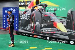 Max Verstappen (NLD) Red Bull Racing in qualifying parc ferme. 27.08.2022. Formula 1 World Championship, Rd 14, Belgian Grand Prix, Spa Francorchamps, Belgium, Qualifying Day.